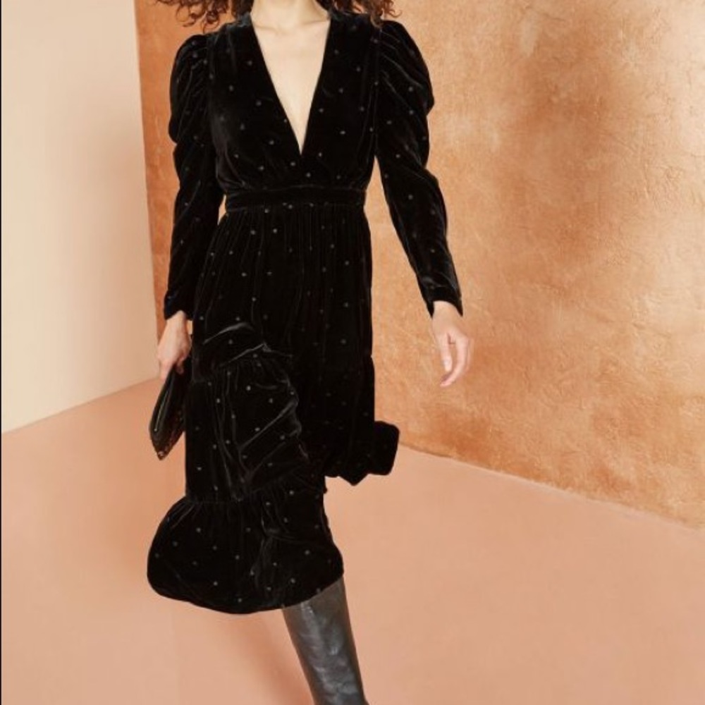 🧡🖤ULLA JOHNSON NWT VELVET dress Sz 0
